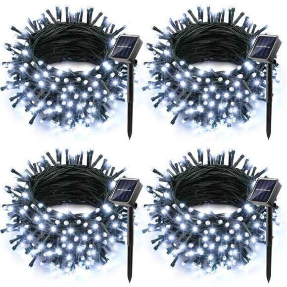 Solar Christmas Lights Outdoor 400 LED String Lights 8 Modes Waterproof Fairy - Picture 1 of 7